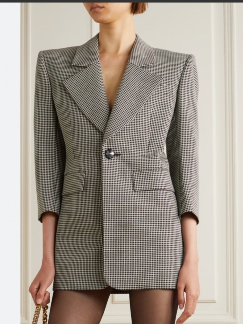 SAINT LAURENT 2022 Runway Power shoulder blazer mini dress